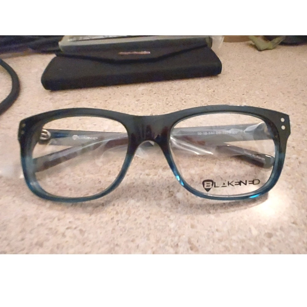 Blakened Eyewear DB-1008 Unisex 56-18-140 Blue Gradient Rectangular Rocker Ombre